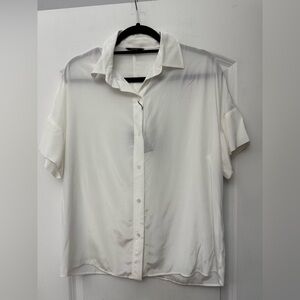 Massimo Dutti White Short Sleeve Button Up Shirt